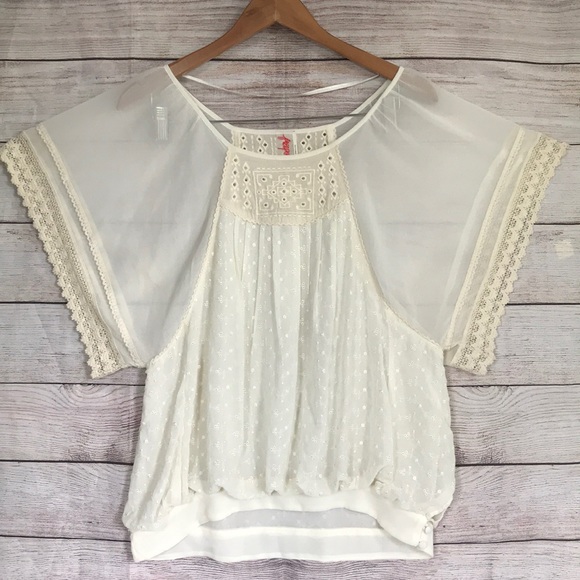 Free People Tops - Free People Women's Boho Eyelet Lace Detail Top